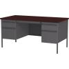 DESCRIPTION (1) HIRSH PEDESTAL DESK BRAND/MODEL 20102 ADDITIONAL INFORMATION CHARCOAL & MAHOGANY/STEEL/RETAILS AT $569.99 SIZE 66"W X 29-1/2"H X30"D T