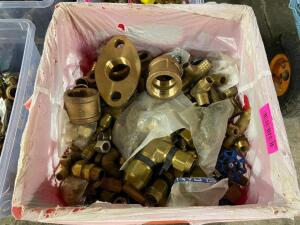 DESCRIPTION: BIN AND CONTENTS - ASSORTED BRASS AND BRONZE VALVES AND FITTINGS LOCATION: WAREHOUSE THIS LOT IS: ONE MONEY QTY: 1