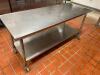 72" X 30" STAINLESS TABLE W/ CASTERS.