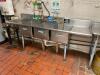 90" THREE WELL STAINLESS POT SINK W/ LEFT AND RIGHT DRY BOARDS - 2