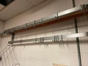 72" WALL MOUNTED POT RACK W/ HOOKS