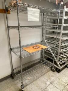 48" X 24" FOUR TIER WIRE SHELF - ON CASTERS