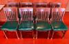 (16) BAR BACK WOODEN CHAIRS W/ GREEN PADDED SEATS