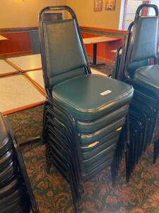 (8) GREEN PADDED STACK CHAIRS