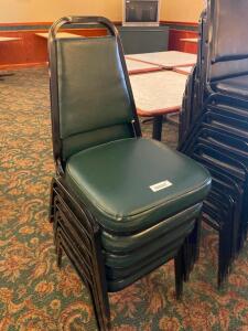 (8) GREEN PADDED STACK CHAIRS