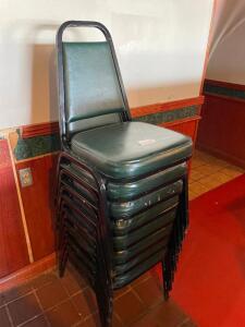 (8) GREEN PADDED STACK CHAIRS