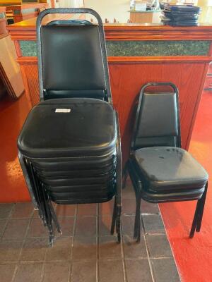(8) BLACK PADDED STACK CHAIRS