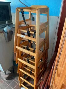 (4) WOODEN HIGH CHAIRS