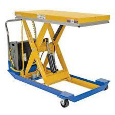 DESCRIPTION: (1) POWERED-LIFT/MANUAL PUSH MOBILE SCISSOR-LIFT TABLE BRAND/MODEL: VESTIL #3EB99 RETAIL$: $4329.73 EA SIZE: 1000 LB LOAD CAPACITY QTY: 1