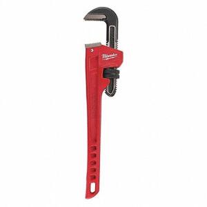 DESCRIPTION: (1) PIPE WRENCH BRAND/MODEL: MILWAUKEE #52XH84 INFORMATION: RED RETAIL$: $84.81 EA SIZE: 18" OVERALL LONG QTY: 1