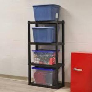 DESCRIPTION: (1) 4-SHELF STORAGE RACK BRAND/MODEL: OSKAR INFORMATION: BLACK RETAIL$: $56.99 EA SIZE: 56� (142.2 CM) H X 30� (76.2 CM) W X 14� (35.6 CM