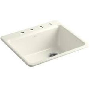 DESCRIPTION: (1) TOP MOUNT SINGLE BOWL KITCHEN SINK BRAND/MODEL: KOHLER #5872-4A1-96 INFORMATION: WHITE RETAIL$: $699.75 EA SIZE: 22" X 25" QTY: 1