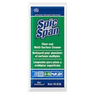 DESCRIPTION (1) BOX OF (45) PACKS OF CONCENTRATED FLOOR CLEANER BRAND/MODEL SPIC AND SPAN #2NDT3 ADDITIONAL INFORMATION RETAILS FOR $64.50 TOTAL SIZE