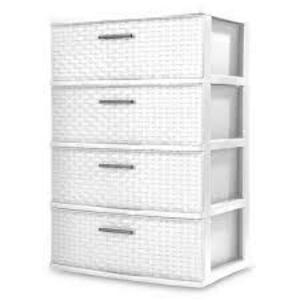 DESCRIPTION: (1) WEAVE TOWER STORAGE BOXES BRAND/MODEL: STERILITE #2540LAB6A INFORMATION: 4 DRAWER STORAGE TOWER RETAIL$: 63.99 SIZE: 21-7/8"W X 15-7/