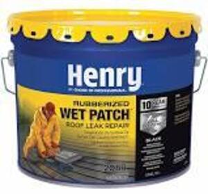 DESCRIPTION (1) RUBBERIZED WET PATCH ROOF LEAK REPAIR BRAND/MODEL HENRY ADDITIONAL INFORMATION RETAILS FOR $67.58 SIZE 3 GALLON THIS LOT IS ONE MONEY