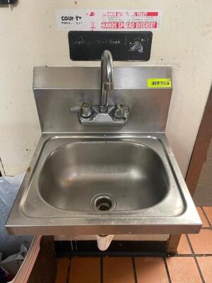 DESCRIPTION: WALL MOUNTED STAINLESS HAND SINK SIZE 15" X 15" LOCATION: KITCHEN QTY: 1