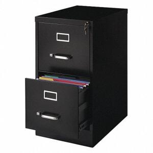 DESCRIPTION: (1) VERTICAL FILING CABINET BRAND/MODEL: HIRSH #48YC56 INFORMATION: BLACK RETAIL$: $230.54 EA SIZE: 2 DRAWERS, LETTER FILE SIZE, 28 19/50