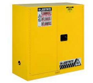 DESCRIPTION: (1) FLAMMABLE LIQUID STORAGE CABINET BRAND/MODEL: JUSTRITE #893000 INFORMATION: YELLOW RETAIL$: $1355.12 EA SIZE: 30 GAL, 43 IN X 18 IN X