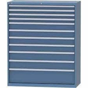 DESCRIPTION: (1) MODULAR DRAWER CABINET TOOL BOX BRAND/MODEL: LISTA #13P574 INFORMATION: BLUEISH GRAY RETAIL$: $3073.69 EA SIZE: 28-1/4" X 28-1/2" X 5