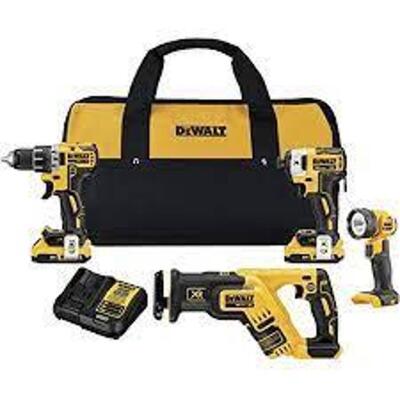 DESCRIPTION: (1) 4-TOOL COMPACT COMBO KIT WITH CARRYING CASE BRAND/MODEL: DEWALT #54DC97 INFORMATION: YELLOW RETAIL$: 623.08 SIZE: 1/2" DRILL, DRILL,