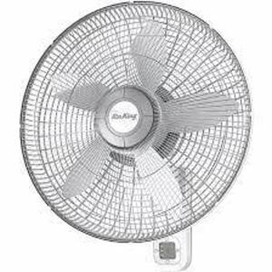 DESCRIPTION: (1) WALL MOUNT OSCILLATING FAN BRAND/MODEL: AIR KING #406D82 INFORMATION: 120V AC 3 SPEED RETAIL$: 100.62 SIZE: 18 IN QTY: 1