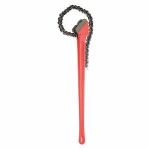 DESCRIPTION: (1) CHAIN WRENCH BRAND/MODEL: RIDGID #1XDY7 INFORMATION: RED RETAIL$: $368.89 EA SIZE: 7 1/2 IN OUTSIDE DIA, 29 IN CHAIN LG, 36 IN HANDLE