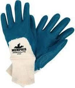 DESCRIPTION: (3) PACKS OF (12) DIPPED GENERAL PURPOSE GLOVES BRAND/MODEL: MEMPHIS/97980XL INFORMATION: WHITE & BLUE/NITRILE PALM RETAIL$: $30.00 PER P