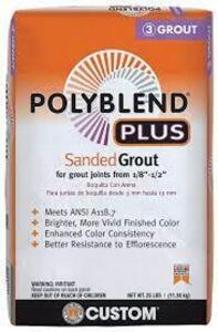 DESCRIPTION: (2) BAGS OF SANDED GROUT BRAND/MODEL: POLYBLEND PLUS RETAIL$: $25.29 EA SIZE: 25 LBS QTY: 2