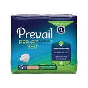 DESCRIPTION: (2) PACKS OF (18) ADULT DIAPERS BRAND/MODEL: PREVAIL PER-FIT #360 18 RETAIL$: $10.00 EA SIZE: 45"-62" QTY: 2