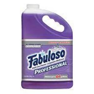 DESCRIPTION: (2) MULTI USE CLEANER CONCENTRATEBRAND/MODEL: FABULOSO PROFESSIONALINFORMATION: LAVENDER, MAKES UP TO 64 GALLONS OF CLEANERRETAIL$: $42 EASIZE: 1 GALLONQTY: 2