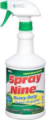 DESCRIPTION: (3) HEAVY DUTY CLEANER AND DEGREASER BRAND/MODEL: SPRAY NINE RETAIL$: $10.00 EA SIZE: 32 OZ QTY: 3