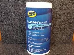 DESCRIPTION: (6) CLEAN EMS SPIRIT 2 DISINFECTANT TOWELS BRAND/MODEL: ZEP SIZE: 40 PRE MEASURED TOWELETTES 1"X10" QTY: 6