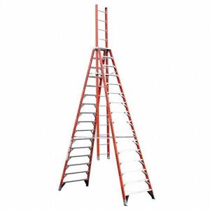 DESCRIPTION: (1) TRESTLE EXTENSION LADDER BRAND/MODEL: WERNER/4XP09 INFORMATION: 300LB LOAD CAPACITY, 15 STEPS, RETAIL$: $1,745.98 SIZE: 16' LADDER HE