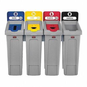 DESCRIPTION: (1) RECYCLING STATION BRAND/MODEL: RUBBERMAID/55ET99 INFORMATION: GRAY, FLAT WITH OPENING TOP RETAIL$: $604.88 SIZE: 40 1/4" X 40 1/4" X