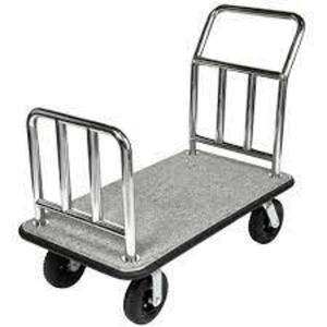 DESCRIPTION: (1) PLATFORM CART WITH WHEELS BRAND/MODEL: CSL #2111GY-010 INFORMATION: STAINLESS STEEL, GRAY RETAIL$: $436.99 EA SIZE: 44" X 24", 8" CAS