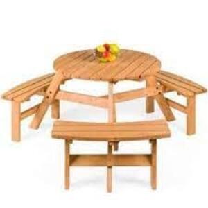 DESCRIPTION: (1) ROUND PICNIC TABLE BRAND/MODEL: GARDENISED INFORMATION: WOOD RETAIL$: $250.00 EA SIZE: 8 PERSON QTY: 1