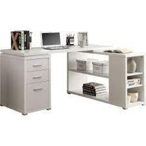 DESCRIPTION: (1) CORNER COMPUTER DESK BRAND/MODEL: MONARCH SPECIALTIES #I7023 INFORMATION: WHITE RETAIL$: $434.78 EA SIZE: 60"L 47.25"D 29.5"H QTY: 1