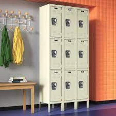 DESCRIPTION: (1) WARDROBE LOCKER BRAND/MODEL: HALLOWELL #4HE12 INFORMATION: BEIGE RETAIL$: $1173.18 EA SIZE: 36 IN X 18 IN X 78 IN, 3 TIERS, 3 UNITS W