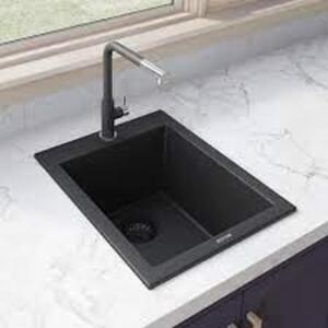 DESCRIPTION: (1) UNDERMOUNT SINGLE BASIN SINK BRAND/MODEL: RUVATI #RVG10T6BK INFORMATION: BLACK RETAIL$: $229.00 EA SIZE: 16" QTY: 1