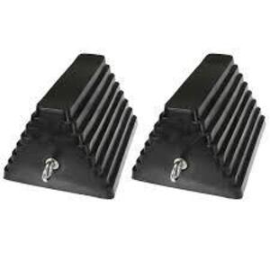 DESCRIPTION: (4) WHEEL CHOCK BRAND/MODEL: GRAINGER #2A092 RETAIL$: $26.93EA SIZE: 10X6X8 QTY: 4