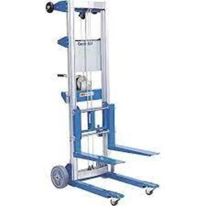 DESCRIPTION: (1) MANUAL FORK-OVER STACKERBRAND/MODEL: GENIE INFORMATION: BLUERETAIL$: $2085.77 EASIZE: 400 LB LOAD CAPACITY, 22 1/2 IN X 3 1/2 IN, 3 1/2 IN TO 10 FT 5 INQTY: 1