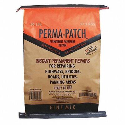 DESCRIPTION: (10) BAGS OF COLD PATCH BRAND/MODEL: PERMA-PATCH #55EK38 INFORMATION: 1-2 DAY FULL CURE TIME RETAIL$: $25.73 EA SIZE: 60 LB QTY: 10