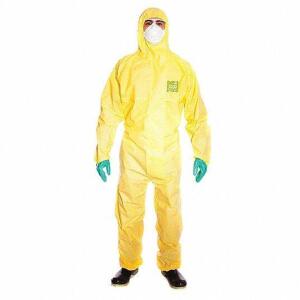 DESCRIPTION: (1) CASE OF (25) HOODED CHEMICAL RESISTANT COVERALLS BRAND/MODEL: MICROCHEM INFORMATION: YELLOW RETAIL$: $911.48 TOTAL SIZE: MEDIUM QTY: