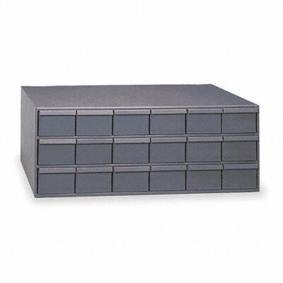 DESCRIPTION: (1) DRAWER BIN CABINET BRAND/MODEL: DURHAM #2W265 INFORMATION: GRAY RETAIL$: $269.51 EA SIZE: 18 DRAWERS, 33 3/4 IN X 12 1/4 IN X 12 3/4