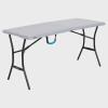 DESCRIPTION: (1) FOLD IN HALF TABLE BRAND/MODEL: LIFETIME INFORMATION: GRAY RETAIL$: 67.14 SIZE: 5 FT QTY: 1