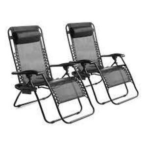 DESCRIPTION: (1) PACK OF (2) ZERO GRAVITY BUNGEE CHAIR BRAND/MODEL: MAINSTAYS INFORMATION: BLACK RETAIL$: $80.00 EA QTY: 1