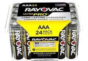 DESCRIPTION: (6) PACKS OF (24) BATTERIES BRAND/MODEL: RAYOVAC RETAIL$: $11.52 PER PACK SIZE: AAA QTY: 6