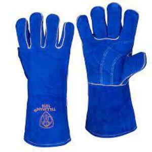 DESCRIPTION: (3) PAIRS OF STICK WELDING GLOVES BRAND/MODEL: TILLMAN #1018 INFORMATION: BLUE, SPLIT COWHIDE RETAIL$: $19.50 A PAIR SIZE: 14" LENGTH QTY