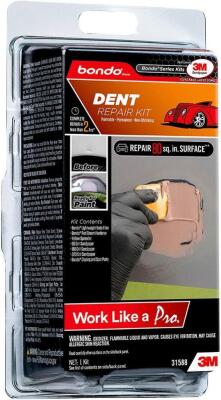 DESCRIPTION (5) BONDO DENT REPAIR KIT BRAND/MODEL 31588 ADDITIONAL INFORMATION FULL CURE: 2 HRS/RED CREAM/RETAILS AT $29.98 EACH SIZE 2.24" X 5" X 7.4