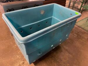 DESCRIPTION: BLUE PLASTIC UTILITY HOPPER CART. QTY: 1